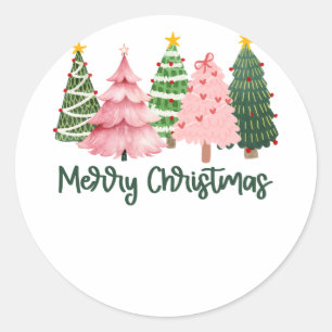Kerstcadeau Vrolijke kerstboom Ronde Sticker