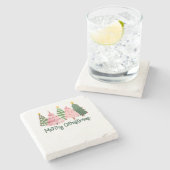 Kerstcadeau Vrolijke kerstboom Stenen Onderzetter (Zijkant)