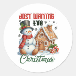 Kerstcadeau wachten op de kerst ronde sticker