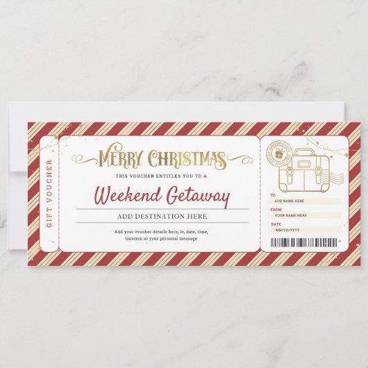 Kerstcadeau weekenduitstap ticketvoucher kaart (Voorkant)