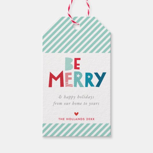 KERSTCADEAU wees vrolijk leuke kleurrijke kerst ty Cadeaulabel (Voorkant)