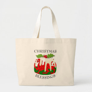 kerstcadeau WELSH FLAG Grote Tote Bag