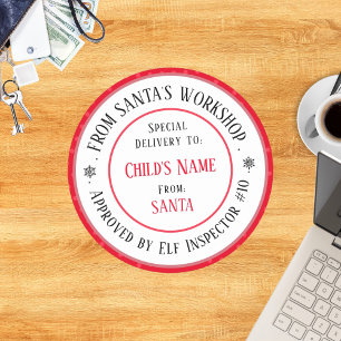 Kerstcadeau Werkplaats van de Kerstman Persoonlijk Ronde Sticker