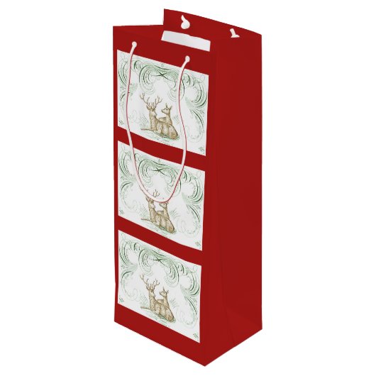 kerstcadeau wijn cadeautas (Achterkant Gekanteld)