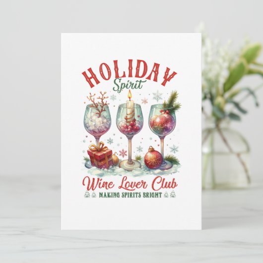 Kerstcadeau wijnliefhebberclub kaart (Staand voorkant)