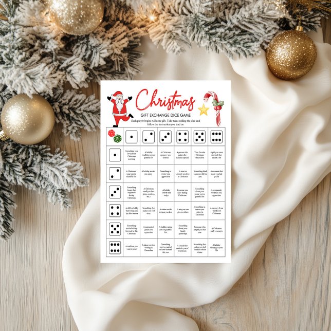 Kerstcadeau Wissel Dobbelspel | Gooi de dobbelstee (Christmas Gift Exchange Dice Game | Roll the Dice)