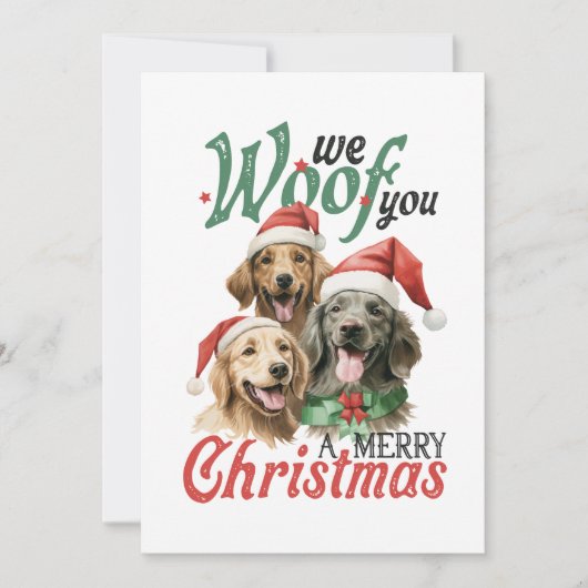 Kerstcadeau Woof Vrolijk Kerstfeest Kaart (Voorkant)