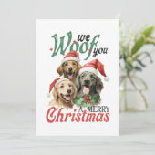 Kerstcadeau Woof Vrolijk Kerstfeest Kaart (Staand voorkant)