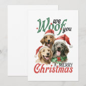 Kerstcadeau Woof Vrolijk Kerstfeest Kaart (Voorkant / Achterkant)
