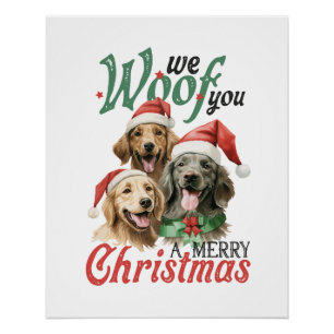 Kerstcadeau Woof Vrolijk Kerstfeest Perfect Poster