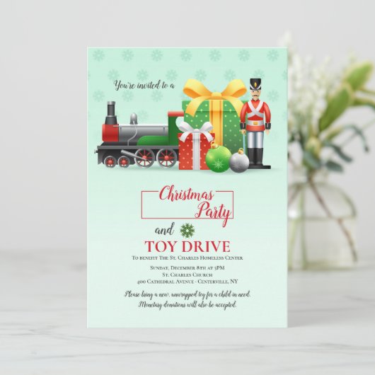 Kerstcadeauactie Feest Uitnodiging (Staand voorkant)