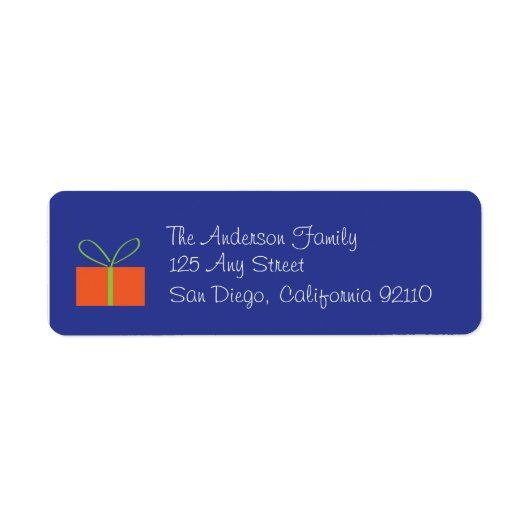 Kerstcadeauadreslabel (blauw) etiket (Voorkant)