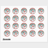 Kerstcadeaublad – Blij & Munter Sneeuwman Ronde Sticker (Vel)