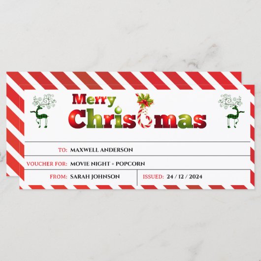 Kerstcadeaubon (Voorkant / Achterkant)