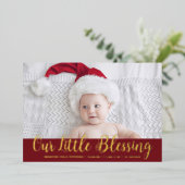 kerstcadeaubon Baby Holiday Birth Announance Folie Uitnodiging (Staand Voorkant)