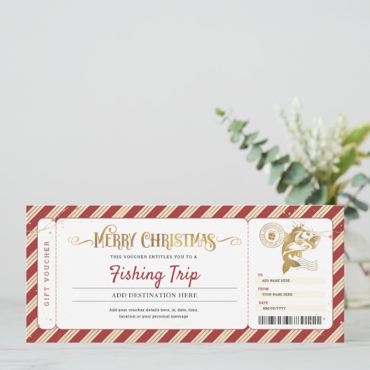Kerstcadeaubon Certificaat Visreis Kaart (Staand voorkant)