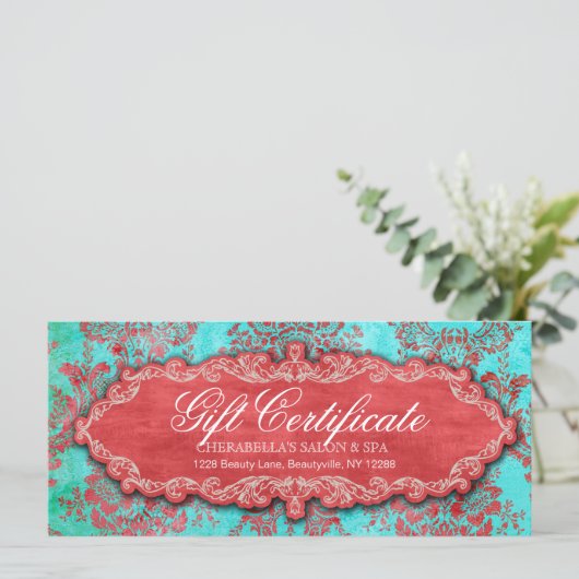 kerstcadeaubon Damask Salon b (Staand voorkant)