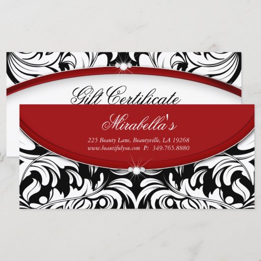 Kerstcadeaubon Diamond Damast Patroon (Voorkant / Achterkant)