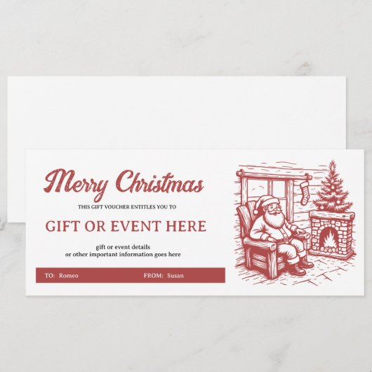 Kerstcadeaubon Fireside Cheer (Voorkant / Achterkant)