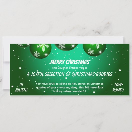 Kerstcadeaubon in Festieve Groen (Voorkant)