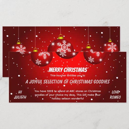 Kerstcadeaubon in Festieve Rood (Voorkant / Achterkant)