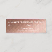 Kerstcadeaubon in roos goud elegant mini visitekaartje (Achterkant)