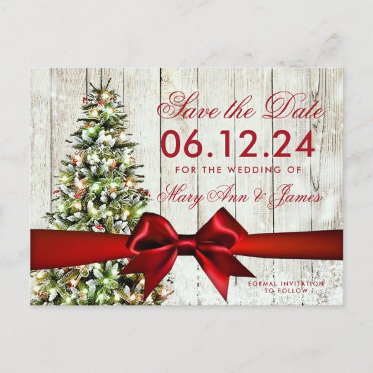 kerstcadeaubon kerstboomribbon aankondigingskaart (Voorkant)