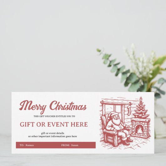 Kerstcadeaubon met sfeer van de open haard (Staand voorkant)