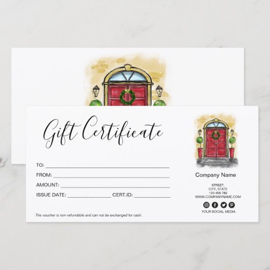 kerstcadeaubon voor feestdagen (Voorkant / Achterkant)