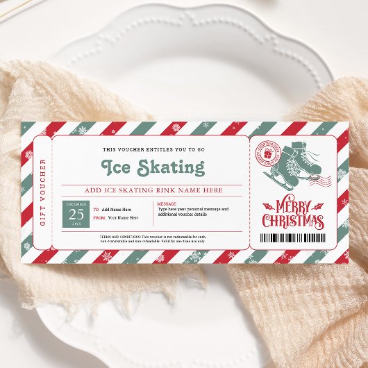 Kerstcadeaubon voor schaatsen kaart