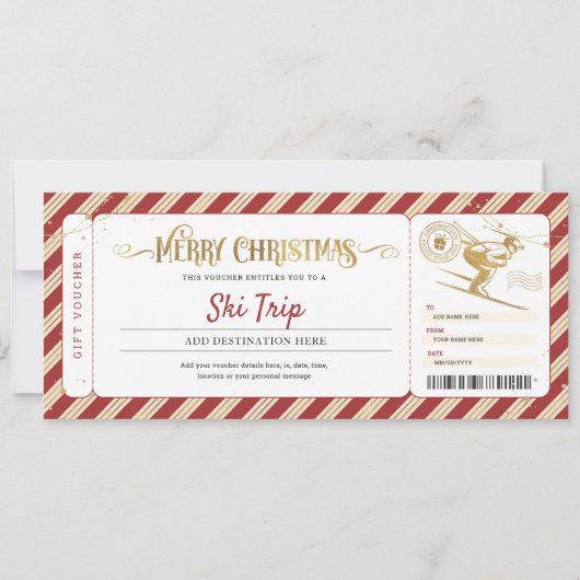 Kerstcadeaubon voor skireis kaart (Voorkant)