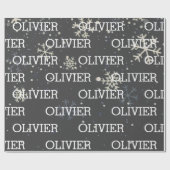 kerstcadeaubonen Snowflakes Naam grijs feestelijk Cadeaupapier (Vlak)