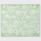 kerstcadeaubonen Snowflakes naam groen feestmaal Cadeaupapier (Vlak)
