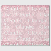 kerstcadeaubonen Snowflakes Naam Roze Festive Cadeaupapier (Vlak)