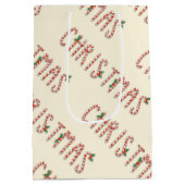 kerstcadeaubonet Mistletoe Typography Holiday Medium Cadeauzakje (Achterkant)