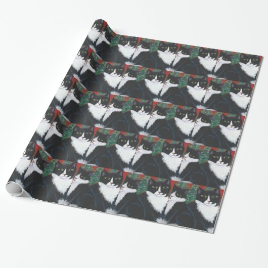 kerstcadeaubonnen, kattenpakpapier cadeaupapier (Uitgerold)