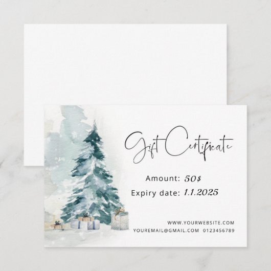 kerstcadeaubonnen kerstboomkerstcadeau (Voorkant / Achterkant)