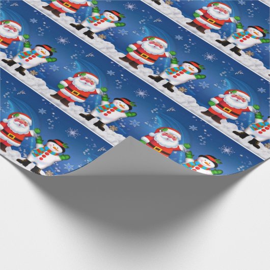 kerstcadeaubonnen/kerstman en Snowman Cadeaupapier (Hoek)