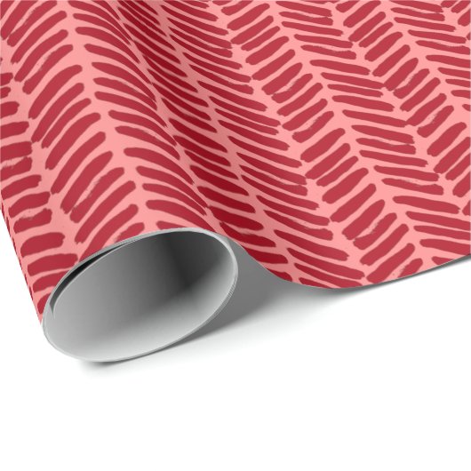 kerstcadeaubonnen met koraalrood roze zigzag cadeaupapier (Rol Hoek)