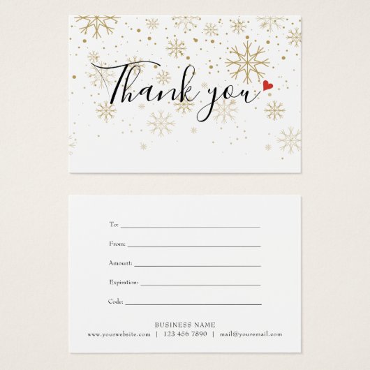 kerstcadeaubonnen visitekaartje (Voorkant /achterkant)