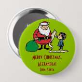 kerstcadeaubont Label Button kerstcadeau voor kers (Voorkant /achterkant)