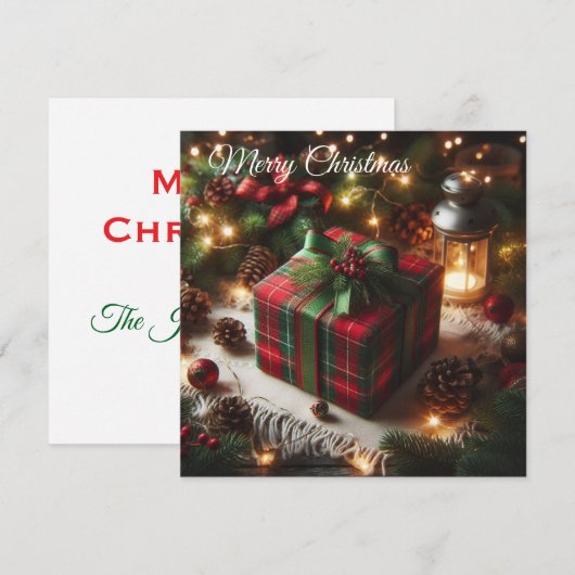 kerstcadeaubox feestdagenkaart (Voorkant / Achterkant)