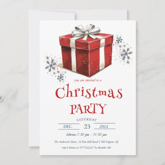 Kerstcadeaubox in het kerstfeest kaart (Voorkant)