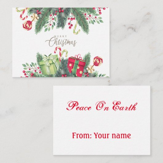 kerstcadeaudecoratie notitiekaartje (Voorkant / Achterkant)