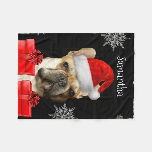kerstcadeaudehond Frenchie gepersonaliseerde deken (Voorkant (Horizontaal))