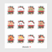 Kerstcadeaudieren Sticker (Vel)