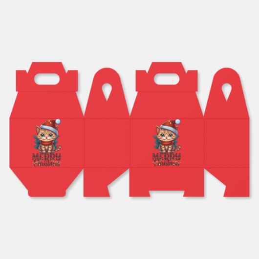 Kerstcadeaudoos met Schattige kattenontwerp - Perf Bedankdoosjes (Ongevouwen)