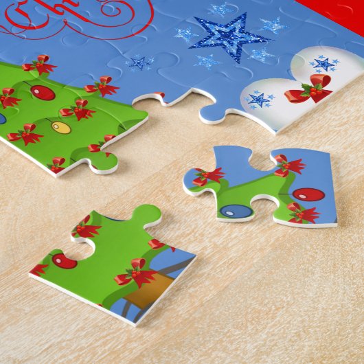 kerstcadeaudoos voor kinderen lichtblauw legpuzzel (Zijkant)