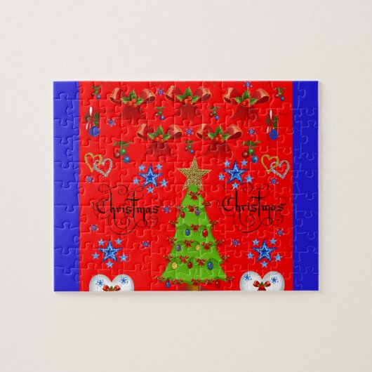 kerstcadeaudoos voor kinderen rood legpuzzel (Horizontaal)