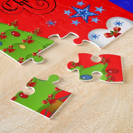 kerstcadeaudoos voor kinderen rood legpuzzel (Zijkant)